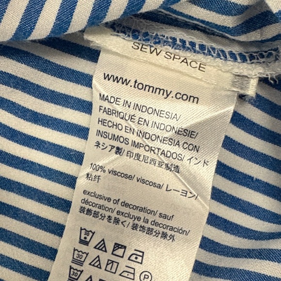 Tommy Hilfiger Women's Navy and White Striped Shirt - Picture 6 of 6